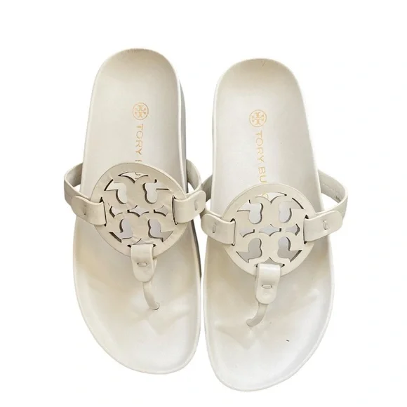 Tory Burch Cream Logo Thong Sandals - Picture 2 of 5